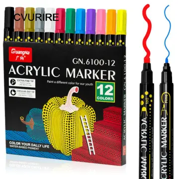 Arrtx 36 Colors Acrylic Marker for Rock Painting Extra Brush Tip Paint  Marker