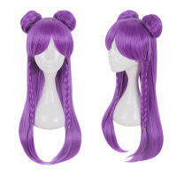 KDA Kaisa Long Purple Braid Wig With Bun Cosplay Costume KDA KaiSa Women Heat Resistant Hair Party Role Play Wigs