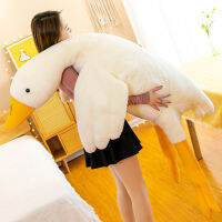 (HOT) TikTok Net Red Big Goose Doll หมอนบนเตียงตุ๊กตาสบายๆตุ๊กตาน่ารักหมอนท่อไอเสียของเล่นตุ๊กตาห่านสีขาวตัวใหญ่