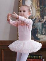 【hot】✼  Girls Bowtie Tulle Tutu Mesh Skirts  Sleeve Ballet Kids leotard - for Practice   Performance!