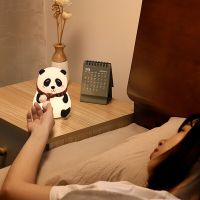 Portable LED Night Light Cartoon Cute Panda USB Rechargeable Touch Sensor Lamp For Bedroom Decor Bedside Lamp Children Kids Night Lights