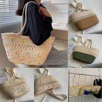 tr1 Shop Straw Womens Summer Portable Beach  Tote Bag Large Capacity Woven Shoulder Bag