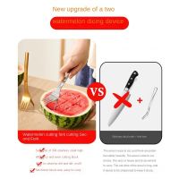 Holiday Discounts 2 In 1 Portable Watermelon  Fork Stainless Steel Multi-Ftion Melon Fruit Divider Slicer Vegetable Cutter Kitchen Tools