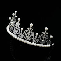 Pearl Hair Ornaments Childrens Pearl Crown Korean Iron Sheet Crown Half Crown Hair Clip Flower Crown Headband