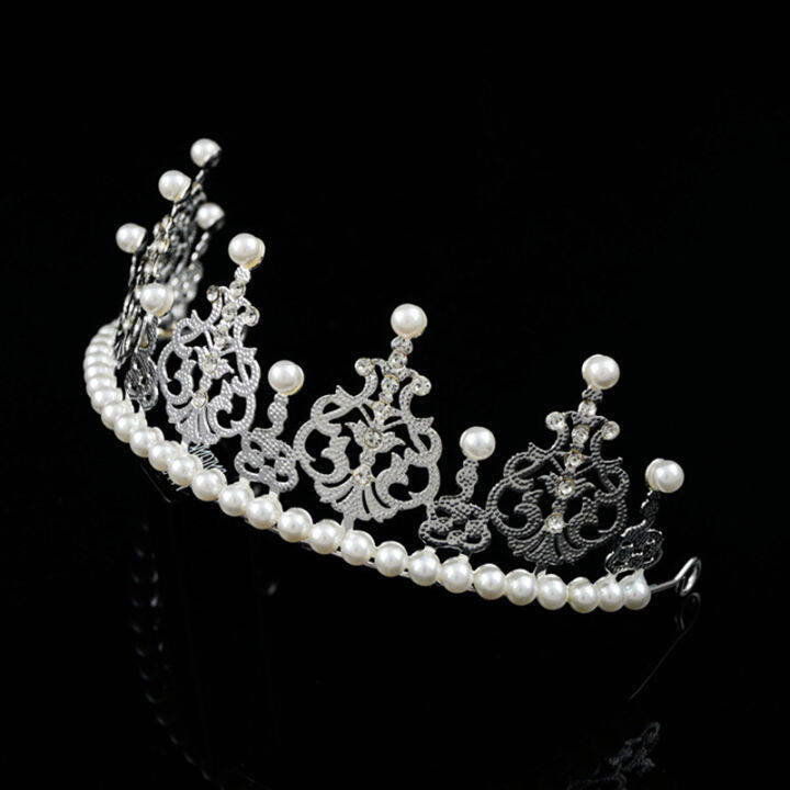 iron-sheet-crown-decoration-half-crown-tiara-pearl-crown-cake-topper-half-crown-hair-clip-korean-iron-sheet-crown