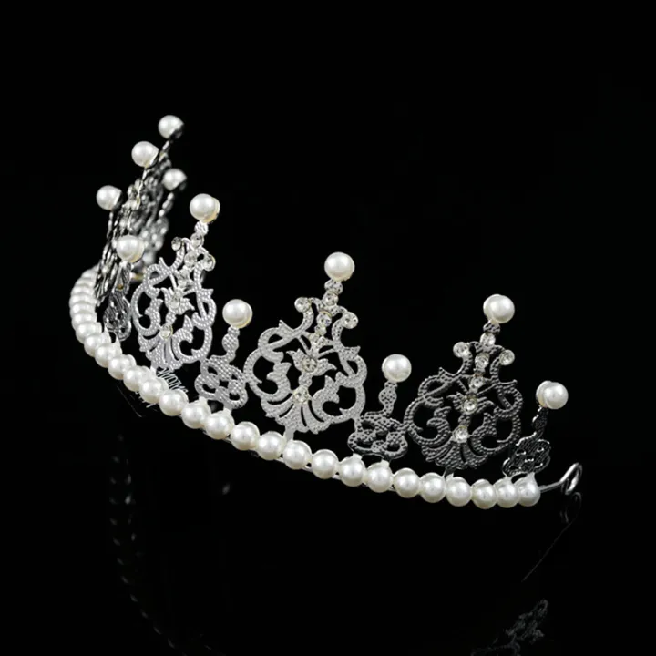 half-crown-tiara-childrens-pearl-crown-korean-iron-sheet-crown-half-crown-hair-clip-pearl-crown-cake-topper