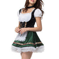 ชุดเดรสผู้หญิง Oktoberfest Dirndl ไหล่เย็นชุดเดรสเยอรมัน Dirndl สำหรับงานปาร์ตี้ฮาโลวีนคอสเพลย์ T-Toy-MY