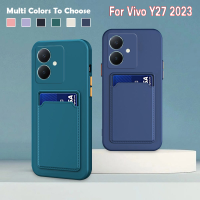 เคสมีช่องเสียบบัตรกันกระแทกเคสใส่โทรศัพท์สำหรับ Y27NFC Vivo Y27 Y35 + Y35M + 2023 VivoY 27 Y27 4G 5G TPU นิ่มกันกระแทกผิวซิลิโคนยืดหยุ่นได้ให้ความรู้สึกสีทึบ