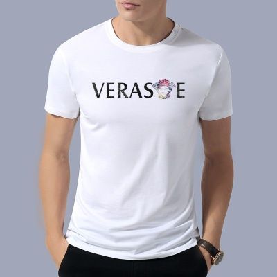 Versaceนิวซีแลนด์เสื้อยืดแขนแขนสั้นคอกลมสำหรับผู้ชาย,เสื้อยืดครึ่งแขนเสื้อสมัยนิยมเข้ารูปทันสมัยสำหรับฤดูร้อน2023