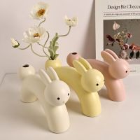 ◐ Mr Han beauty type rabbit ceramic vase set home furnishing articles cross-border a undertakes to thermal recovery