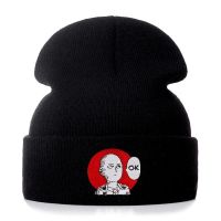 [Hana Clothing Store] ONE PUNCH MAN ตกลงผ้าฝ้ายเย็บปักถักร้อย Beanies สบายๆสำหรับผู้ชายผู้หญิงถักฤดูหนาวหมวกแข็งฮิปฮอป S Kullies Bonnet U Nisex หมวก