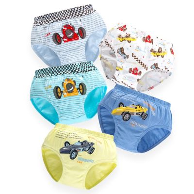 Ready Stock 5 Pcs Kids Underwear Modern And Comfortable Cartoon Print Cotton Antibacterial Safety Briefs For 2-13 Yrs Boys Wholesale