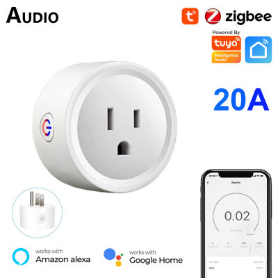 Tuya Zigbee Smart Plug 20A US Smart Socket พร้อม Power Monitor Timer Function Outlet การควบคุมด้วยเสียงทำงานร่วมกับ Alexa Home