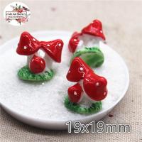 10PCS 3D red mushroom Resin Flatback Cabochon Miniature food Art Supply Decoration Charm Craft