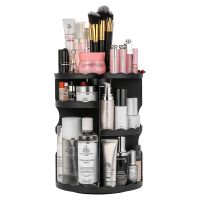 Jerry Box Cosmetic organizer ชั้นวางเครื่องสำอางค์ แบบหมุนได้ 360 make up organizer  ชั้นวางของ หมุนได้ ที่วางลิปสติก ที่วางแป้ง ชั้นวางแป้ง สีดำ