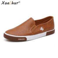 XueChur รองเท้าลำลองผู้ชาย PU หนังผู้ชาย Loafers Handmade ออกแบบรองเท้าผ้าใบส้นแบนผู้ชายลื่นขี้เกียจขับรถรองเท้าผู้ชายรองเท้า