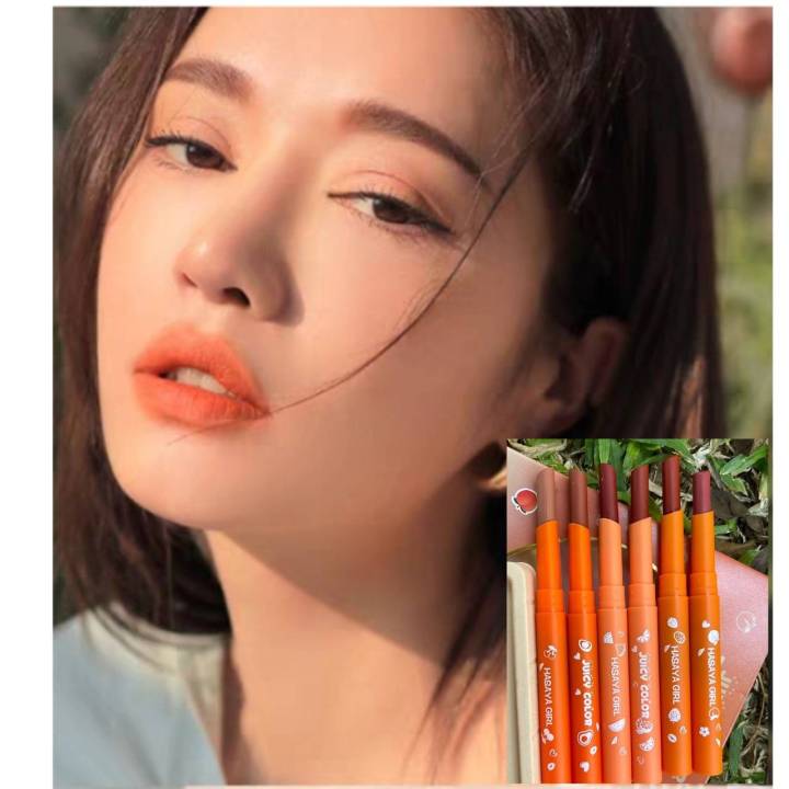 hh1044-เซตลิปติก-6ชิ้น-ขายดี-lipstick-ราคาถูกที่สุด-โทนส้มอิฐ-โทนแดงก่ำ-ลิปสติก-เครื่องสำอาง-ทาปาก