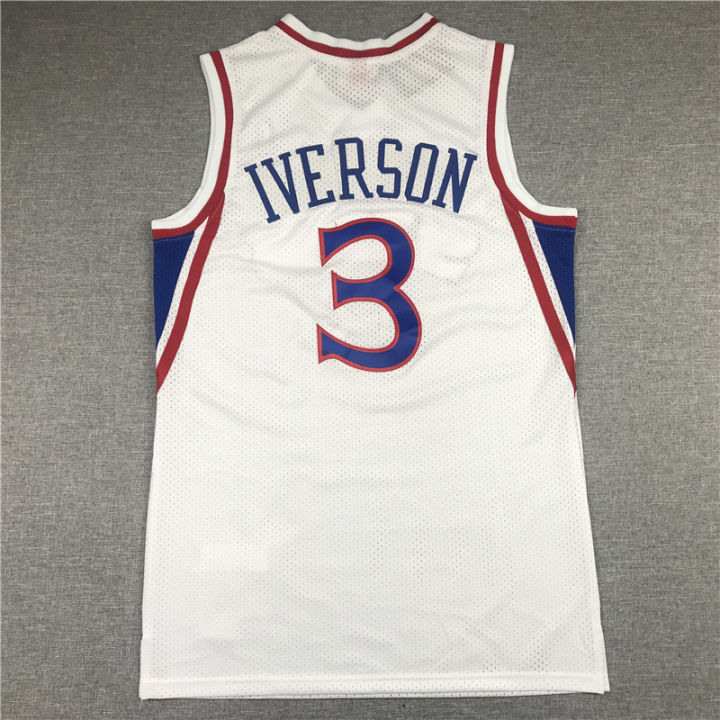 เสื้อเจอร์ซีย์ปักบาสเก็ตบอล-nba-22-23-76ers-3-ไอเวอร์สันชุดบาสเก็ตบอลเสื้อ76ers