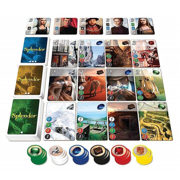 บอร์ดเกม-ภาษาอังกฤษ-splendor-เกมค้าเพชร-เหรียญพลาสติก