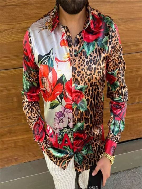 2022-rose-leopard-พิมพ์เสื้อผู้ชาย-grain-design-ผู้ชายพิมพ์เสื้อชาย-slim-fit-แขนยาวดอกไม้พิมพ์-casual-party-เสื้อ