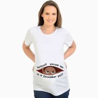 Excuse Me Is It January Yet 12 Monthes Summer Maternity Pregnancy T-Shirt Women Tee Letter Print Pregnant Clothes Funny Top Tees