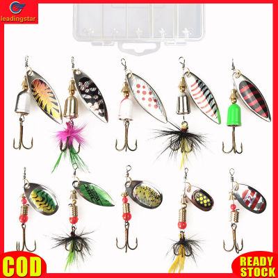 LeadingStar RC Authentic 10pcs Fishing Lures Metal Spinner Fishing Lures Fake Hard Baits With Treble Hook For Freshwater Seawater