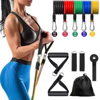 【YF】 Bandas Elásticas de Resistência para Exercício Treinamento Força com Porta Handles Pernas Tornozelo Correias Exercícios Doméstico