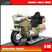 โมเดลมอเตอร์ไซด์ HONDA GOLD WING สีทอง (Scale 1:18) โมเดลรถมอไซด์ ประกอบสำเร็จ จำลองเหมือนจริง พร้อมฐานตั้งโชว์ โมเดลรถสะสม Welly