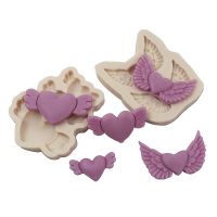 Fondant Cake Silicone Mold Valentines Day Wedding Love Wings Chocolate Cake Mould Baking Pastry Decoration Tools Bread Cake  Cookie Accessories