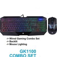 HP (2in1) USB HP (GK1100) Keyboard + Mouse Set Combo การออกแบบที่ใช้งานง่ายด้วยชุดปุ่มฟังก์ชั่นควบคุมแสงด้านหลัง