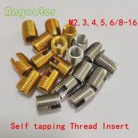 10/2pcs M2 M3 M4 M5 M6 M8 M10 M12 M14 Self tapping Thread Insert Self Tapping Screw Bushing Slotted Type Thread Repair Inset