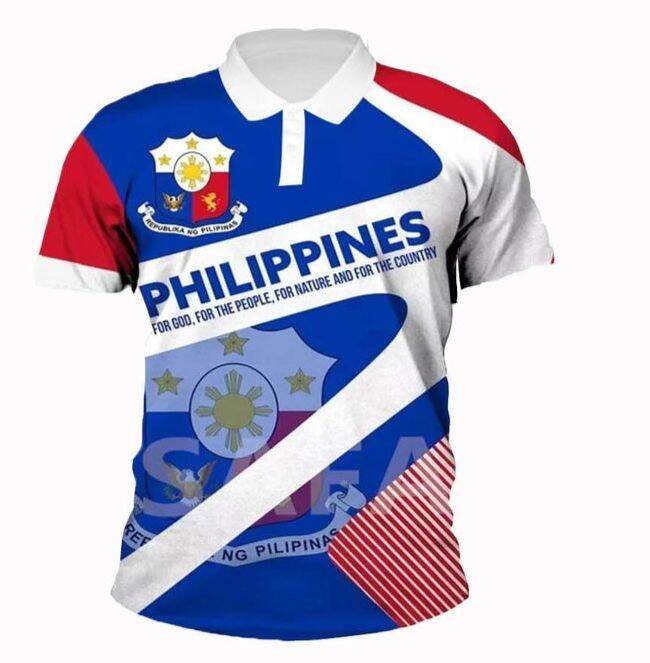 polo shirt PHILIPPINES Flag Tattoo Custom 3D Print Polo Shirts Men Slim Collar Short Sleeve