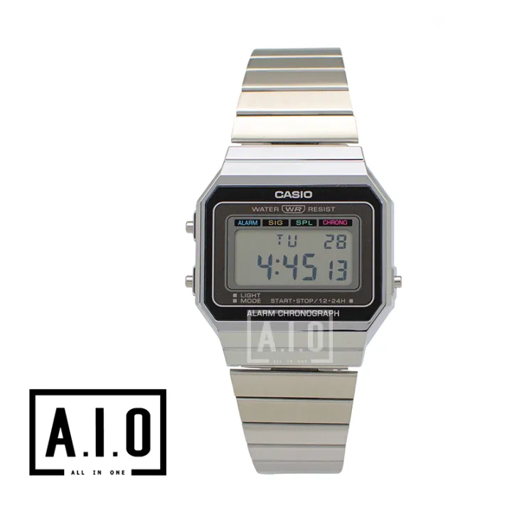 Casio Vintage Standard Digital Silver Stainless Steel Band Watch A700W ...