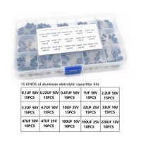 ⊕▧ 200pcs/lot Radial capacitors set 15Values 10V 16V 25V 50V 0.1uF-220uF Electrolytic Capacitor Assortment Kit 0.22uf 2.2uf 100uf