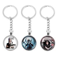 【DT】Wednesday Addams 25mm Glass Cabochon Keychain Handmade Pendant Bag Accessories Addams Family Fans Keyring Jewelry Gift hot
