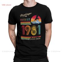 Men T-Shirt August 1981 Birthday Anime Clothes Shirt Design 40 Years Old Born In 1981 Cotton Tshirt Oversize Tee For Adults