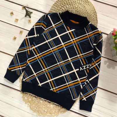 2023 Winter Childrens Clothes Boys Sweaters Causal Stand Collar Thicken Fleece Cotton Boy Knitted Sweaters For Boys Big Kids