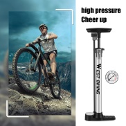 LZ Metal Bike Floor Pump T-Handle Manual Bike Tire Inflator Foldable Base