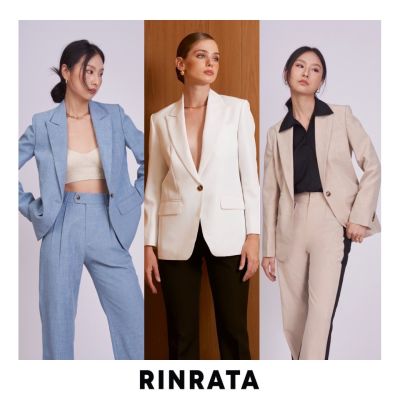 RINRATA - Foster Jacket เสื้อสูท สีขาว แขนยาว ปกแหลม ปลายโค้ง ทรง โอเวอร์ไซส์เล็กน้อย เสื้อทำงาน สูทแฟชั่น เสื้อไปเที่ยว ฟรีไซส์ freesize Oversized