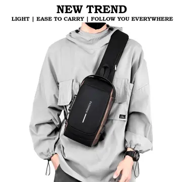 Luxury Designer Men USB Chest Bag Sling Bag Large Capacity Handbag