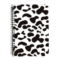 With Premium Paper Ruled Waterproof A5 Journey For Office School College Cute Strong Twin-Wire Binding Black White Cow Lined Hardcover Spiral Writing Notebook