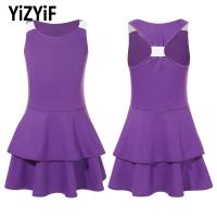 Kids Girls Tennis Dress Golf Sport Suits Sleeveless Tennis Dress Cheerleading Dance Golf Outfit Fashion Running Fitness Sundress