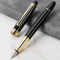 High Quality Business Fountain Pen KD102 Black And Golden F Nib Full Metal Writing Calligraphy Ink Pen Office Stationery  Pens