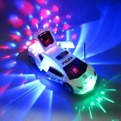 ล้อโรตารี่360องศาสำหรับเด็กรถยนต์ตำรวจของเล่นอิเล็กทรอนิกส์แบบแสงเย็น Mobil Musik ไฟฟ้าพร้อมไฟ Led