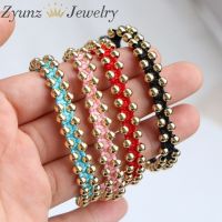 5PCS  Handmade Braided Bracelet Jewelry for Women 4mm High Quality Gold Plated Beads Bracelets Bijoux Fashion Pulseras Femme Charms and Charm Bracelet