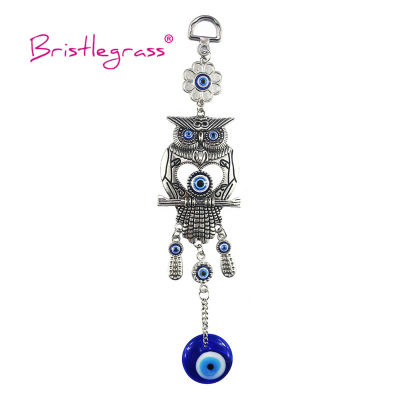 BRISTLEGRASS ตุรกี Blue Evil Eye Owl Amulet Charm รถแขวนผนังจี้ลูกตุ้ม Blessing Protection ของขวัญตกแต่งบ้าน