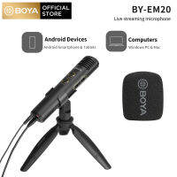 BOYA BY-EM20ที่ถ่ายทอดสดร้องเพลงไมโครโฟนแบบใช้มือถือ Mini-Tripod ผู้ถือ Mic 3.5มม./เอาต์พุต3.5มม.USB Type-C สำหรับ Android สมาร์ทโฟนแล็ปท็อปโน้ตบุ๊ค PC คอมพิวเตอร์