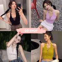 DD SHOP "พร้อมส่ง"11070 -N เสื้อไหมพรม ดีเทลเชือกตรงอกเซ็กซี่มาก