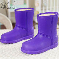 ฤดูหนาวกันน้ำที่อบอุ่น Rubbe รองเท้าหิมะผู้หญิงกลางแจ้งข้นกำมะหยี่ Rainboots EVA ลื่นสวมทนแพลตฟอร์มรองเท้าทำงาน