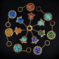 KeyRing Ganyu Game Genshin Impact Vision Lnazuma Keychain Luminous Eye Of Original God Toy 7 Element Weapons Keqing Wendi Xiao